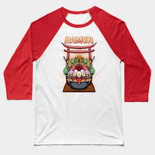 Ramen Illustration Baseball T-Shirt